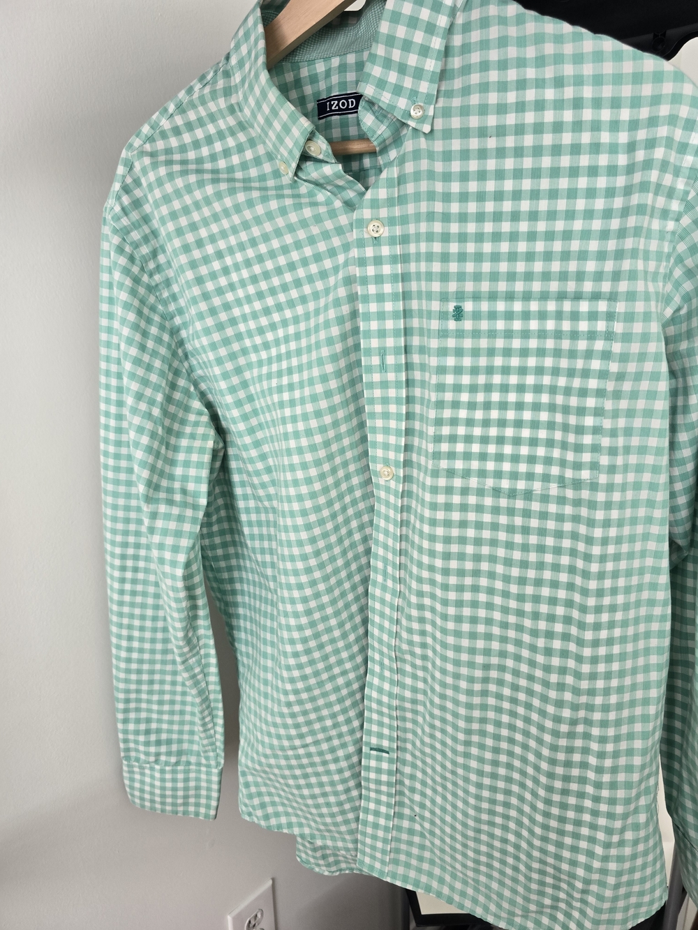 IZOD Men's Mint Green Check Button-Down Shirt